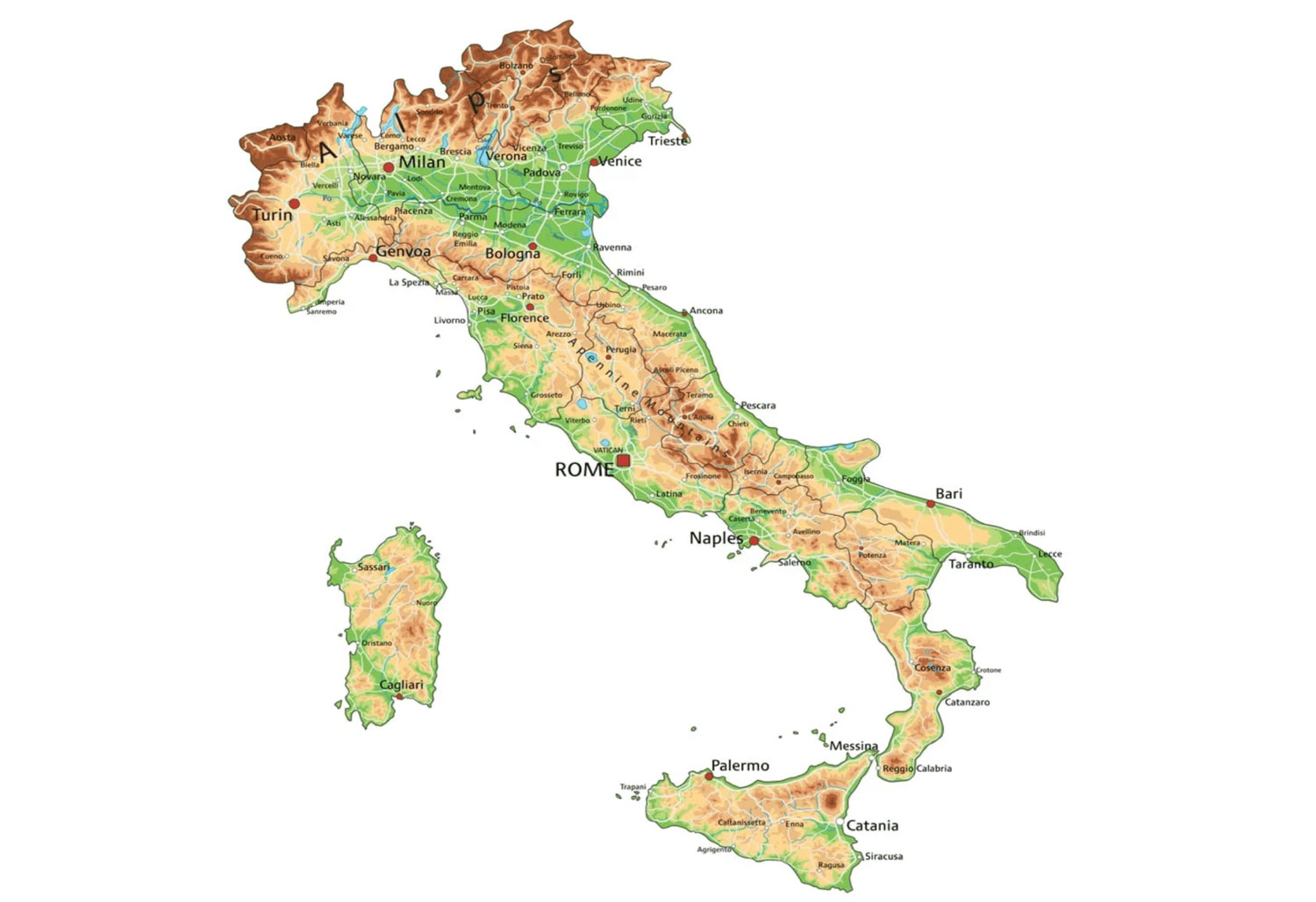 cartina fisica italia